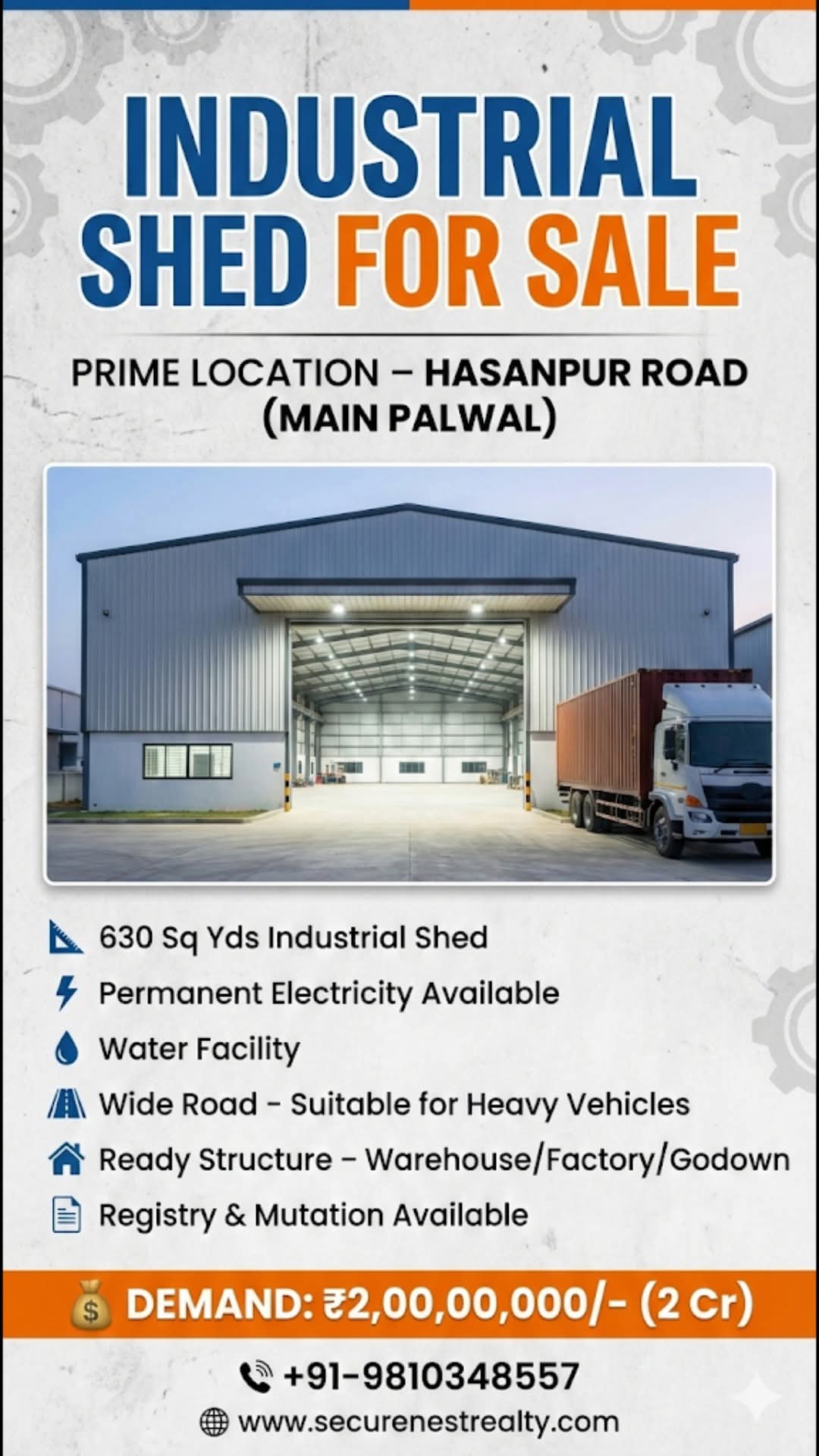Industrial Shed for Sale in Palwal Haryana | Warehouse Near NH-19 & KMP Expressway