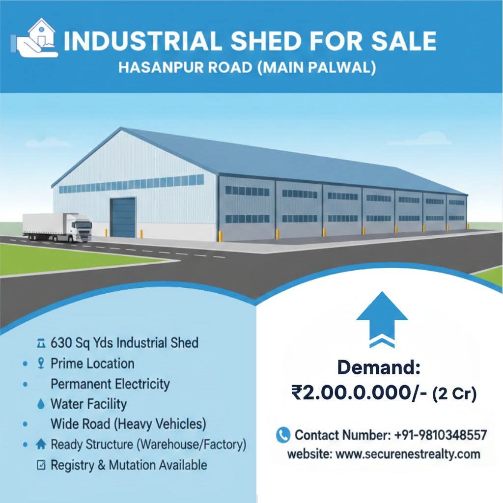 Industrial Shed for Sale in Palwal Haryana | Factory & Warehouse Near NH-19