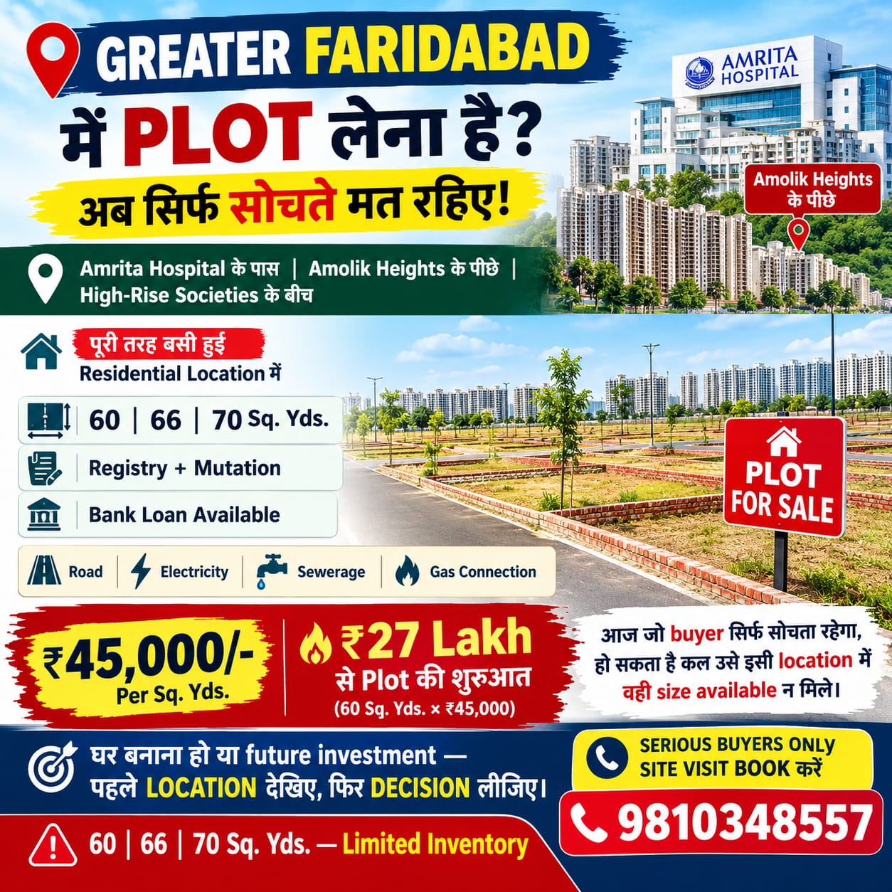 ₹28,000/Gaj Greater Faridabad Plot for Sale – SecureNest Realty